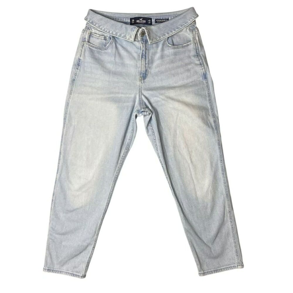 Hollister Ultra High Rise Mom Jeans Foldover Vintage Stretch Size 13R
